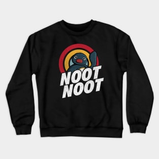 Noot Noot Funny Penguin Meme Vintage Rainbow Distressed Crewneck Sweatshirt